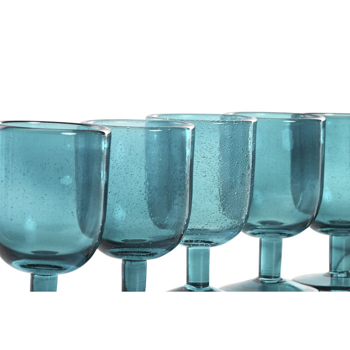 DKD Home Decor Set de 6 Copas de Cristal Burbujas Turquesa 300ml DKD Home Decor Set de 6 Copas de Cristal Burbujas Turquesa 300ml