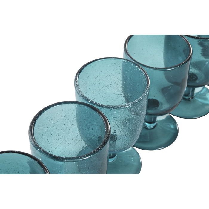 DKD Home Decor Set de 6 Copas de Cristal Burbujas Turquesa 300ml DKD Home Decor Set de 6 Copas de Cristal Burbujas Turquesa 300ml