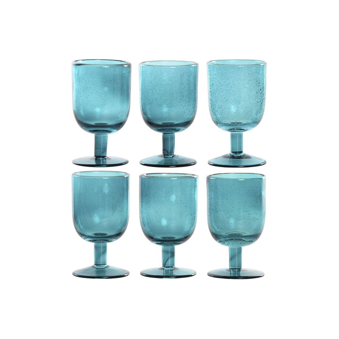 DKD Home Decor Set de 6 Copas de Cristal Burbujas Turquesa 300ml DKD Home Decor Set de 6 Copas de Cristal Burbujas Turquesa 300ml