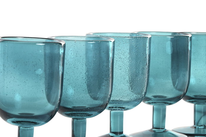 DKD Home Decor Copa Turquesa Cristal 8 x 14 x 8 cm Set de 6 Piezas DKD Home Decor Copa Turquesa Cristal 8 x 14 x 8 cm Set de 6 Piezas