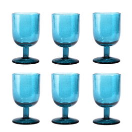 DKD Home Decor Copa Turquesa Cristal 8 x 14 x 8 cm Set de 6 Piezas