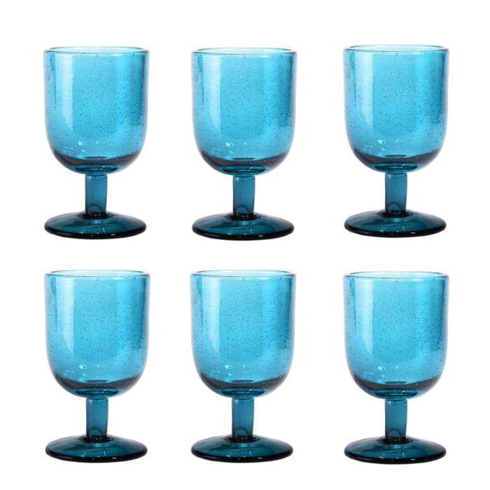 DKD Home Decor Copa Turquesa Cristal 8 x 14 x 8 cm Set de 6 Piezas DKD Home Decor Copa Turquesa Cristal 8 x 14 x 8 cm Set de 6 Piezas