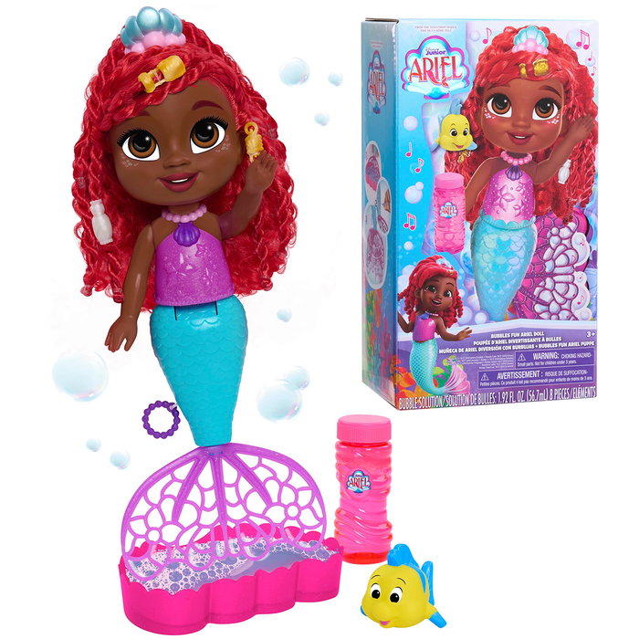 Just Play Muñeca Ariel Junior Bubble de Disney, 30 cm, con sonidos y burbujas, +3 años