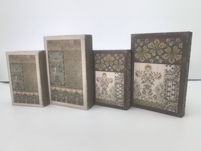 DKD Home Decor Set de 2 Cajas para Libros Étnico Granate y Beige
