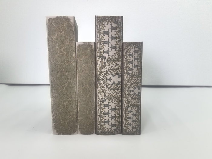 DKD Home Decor Set de 2 Cajas para Libros Étnico Granate y Beige