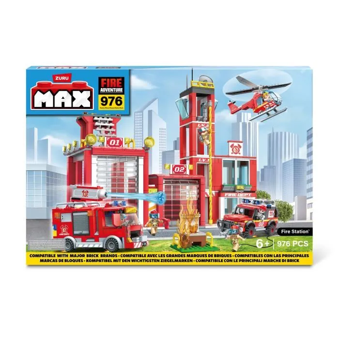 Zuru Set de Construcción Estación de Bomberos Grande ZUR4894680033146 976 piezas Crea una estación de bomberos con vehículos y accesorios