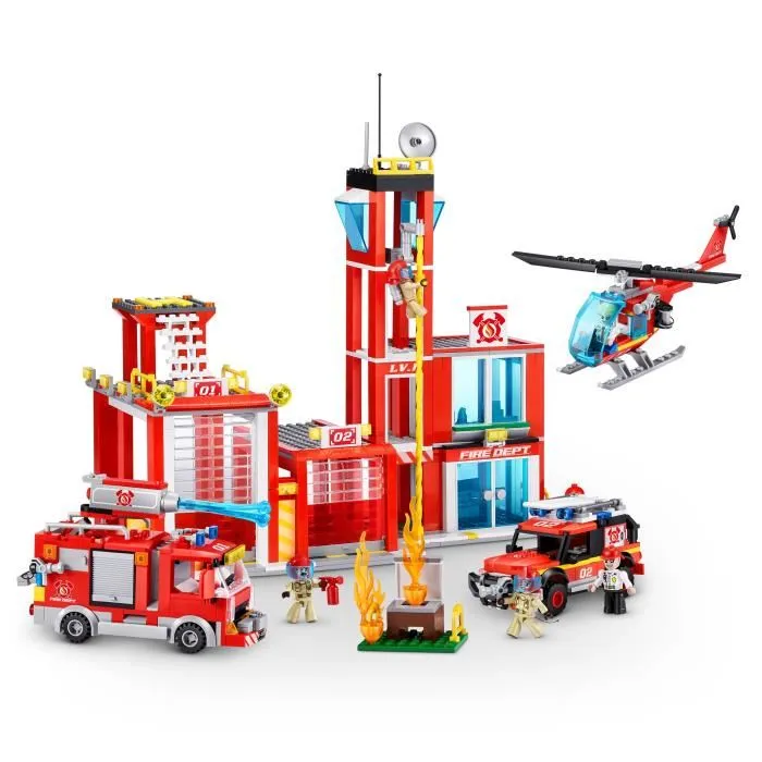 Zuru Set de Construcción Estación de Bomberos Grande ZUR4894680033146 976 piezas Crea una estación de bomberos con vehículos y accesorios