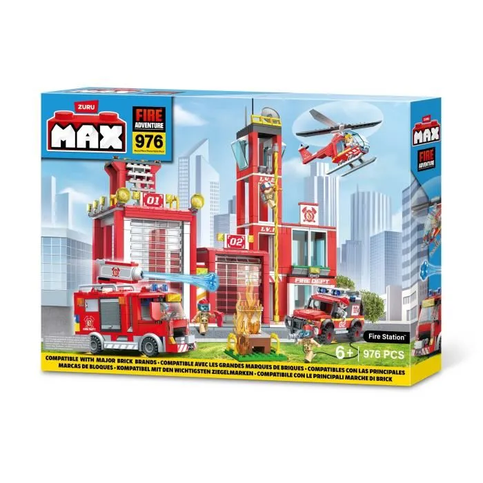 Zuru Set de Construcción Estación de Bomberos Grande ZUR4894680033146 976 piezas Crea una estación de bomberos con vehículos y accesorios