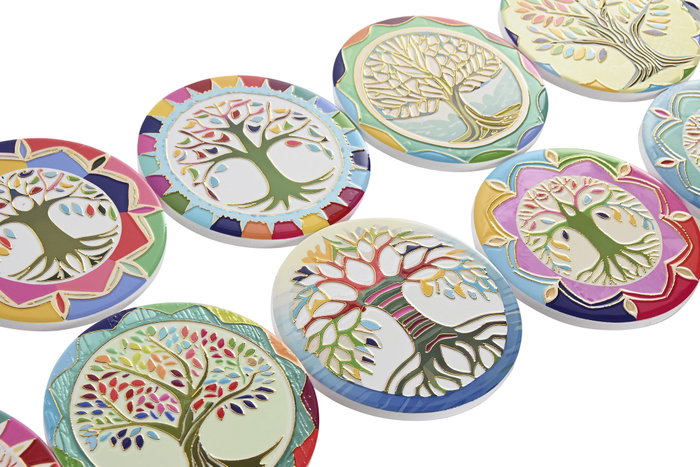 DKD Home Decor Posavasos Árbol de la Vida Multicolor