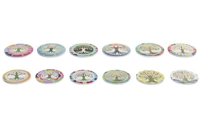DKD Home Decor Posavasos Árbol de la Vida Multicolor