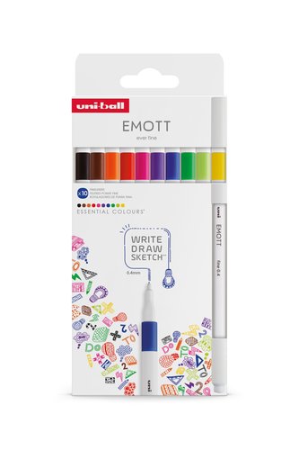 Uni-Ball Emott Estuche de 10 Rotuladores Colores Esenciales
