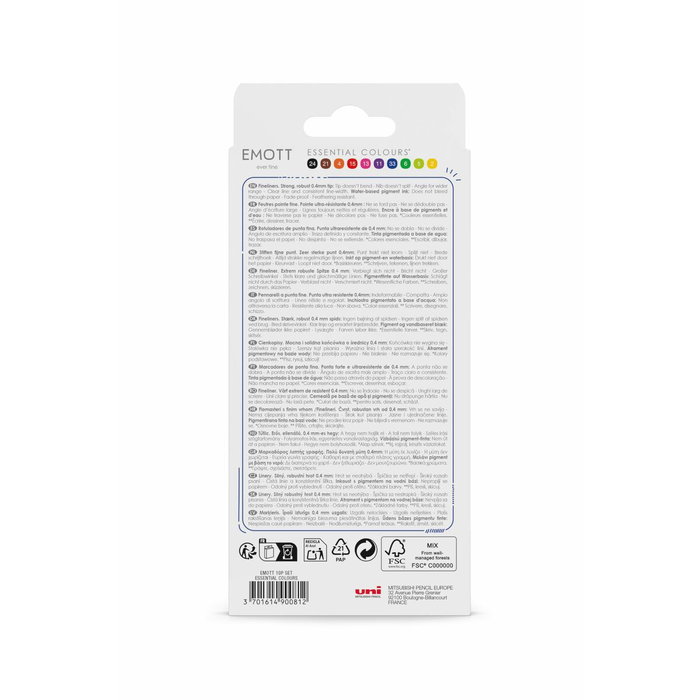 Uni-Ball Emott Estuche de 10 Rotuladores Colores Esenciales