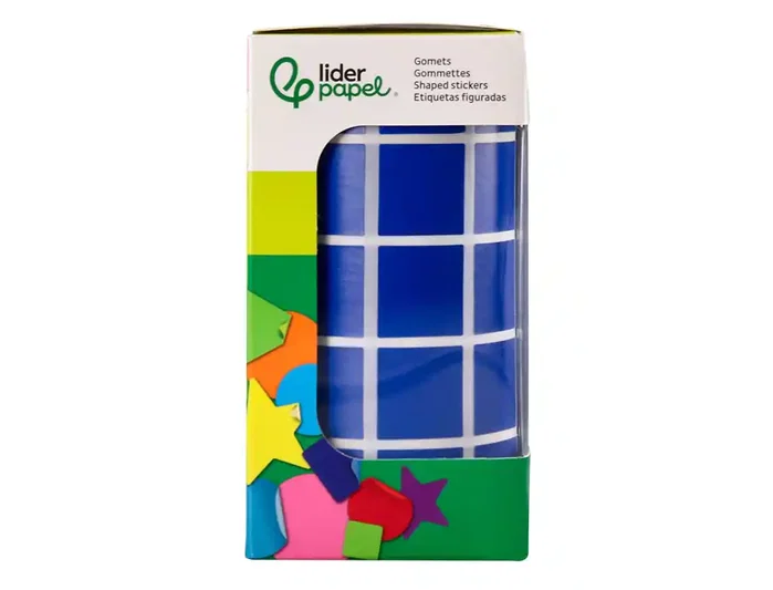 Liderpapel Gomets Autoadhesivo Cuadrado 20x20 mm Azul Rollo 2000 Unidades Caja Carton