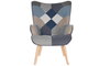 DKD Home Decor Set de 2 Sillones de Lino y Rubberwood Patchwork Multicolor