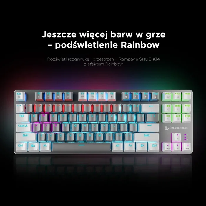 Rampage Klawiatura Gamingowa Mecánica Snug RGB Switch Blue - Gris Blanco