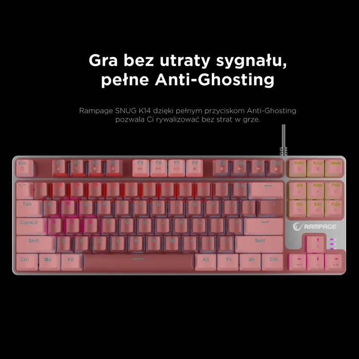 Rampage Klawiatura Gamingowa Mecánica Snug RGB Switch Blue - Gris Blanco