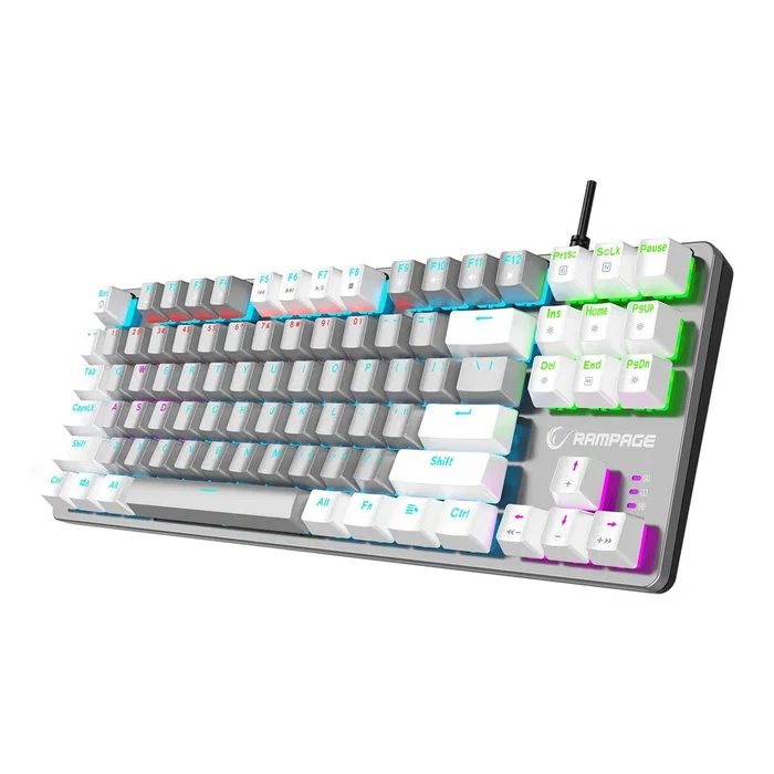 Rampage Klawiatura Gamingowa Mecánica Snug RGB Switch Blue - Gris Blanco