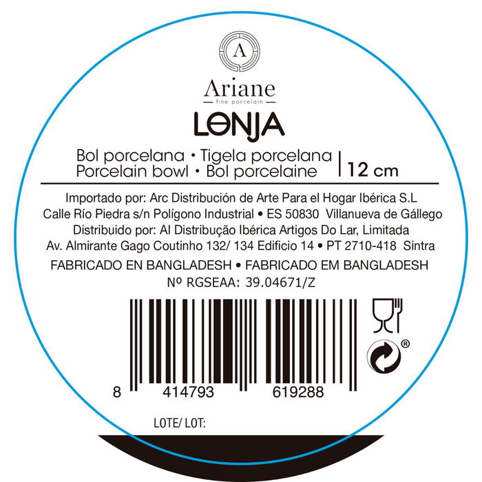Bol Porcelana Decor Ariane 12 cm