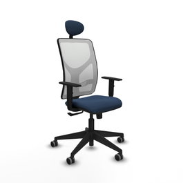 PIQUERAS Y CRESPO Silla de oficina Motilla con mecanismo Sincro, Azul marino y Blanco