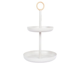 DKD Home Decor Centro de Mesa Metal 2 Pisos Crema y Marrón 43x16x6 cm