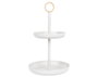 DKD Home Decor Centro de Mesa Metal 2 Pisos Crema y Marrón 43x16x6 cm