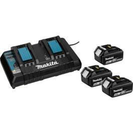 Makita 198458-6 Kit de Fuente de Alimentación con 3 Baterías LXT 18V 5Ah y Cargador Doble