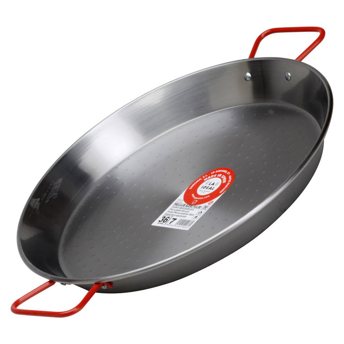 Garcima Paellera La Ideal de Acero Pulido, 7 Raciones, Diámetro 36 cm, 6 Unidades, para Gas y Fuego de Leña