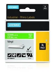 Dymo Rhino Cinta de Etiquetas Industrial ID1-12 Blanco sobre Verde 12mm x 5,5m