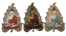DKD Home Decor Decoración de Pared de Resina Buda Surtido de 3 Piezas