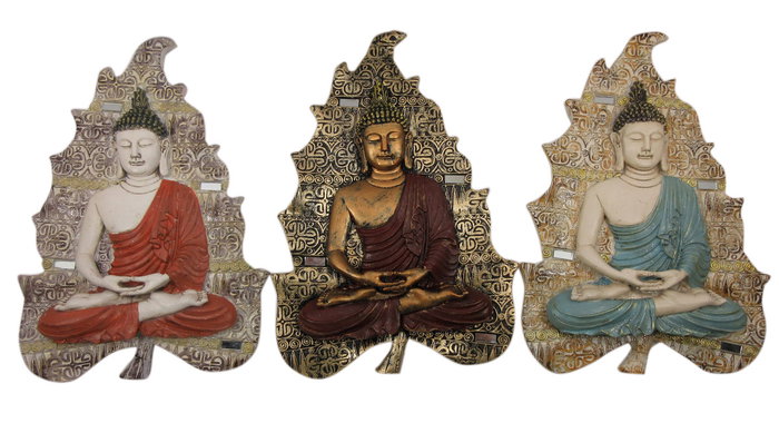 DKD Home Decor Decoración de Pared de Resina Buda Surtido de 3 Piezas DKD Home Decor Decoración de Pared de Resina Buda Surtido de 3 Piezas