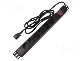 Lanberg Regleta Rack PDU 19 de 1U con 6 tomas Schuko y cable de 2m
