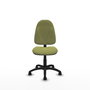 Silla de oficina Algarra con mecanismo Contacto permanente básico tapizada con Tela color Verde oliva. Equipada con Base poliamida negra, Sin brazos y Ruedas de nailon 50 mm