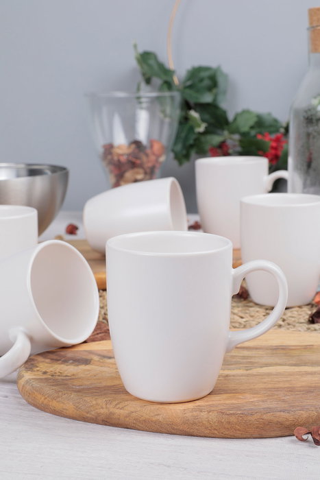 Hermia ST101206F022A0000000AET900 Juego de 6 Tazas de Cerámica 300ml Aptas para Microondas y Lavavajillas