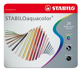 Lapices Acuarelables Stabilo Aquacolor Estuche Metal De 24