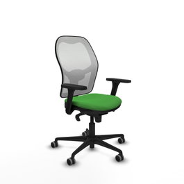 PIQUERAS Y CRESPO Silla de oficina Jorquera con mecanismo Sincro, Tela Verde y Malla Blanca