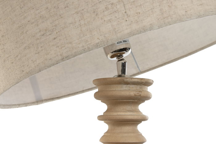 DKD Home Decor Lámpara Sobremesa Tradicional Natural Beige Mango Algodón 40 x 60 x 40 cm