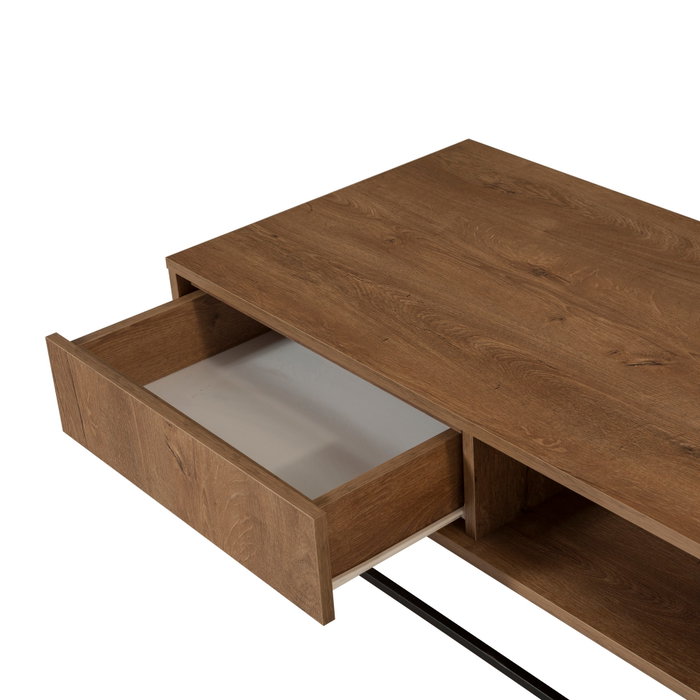 Hanah Home Takım 3 Conjunto Muebles Salón Aglomerado Melamina Nogal Negro 140cm Mueble TV 120cm Mesa Centro