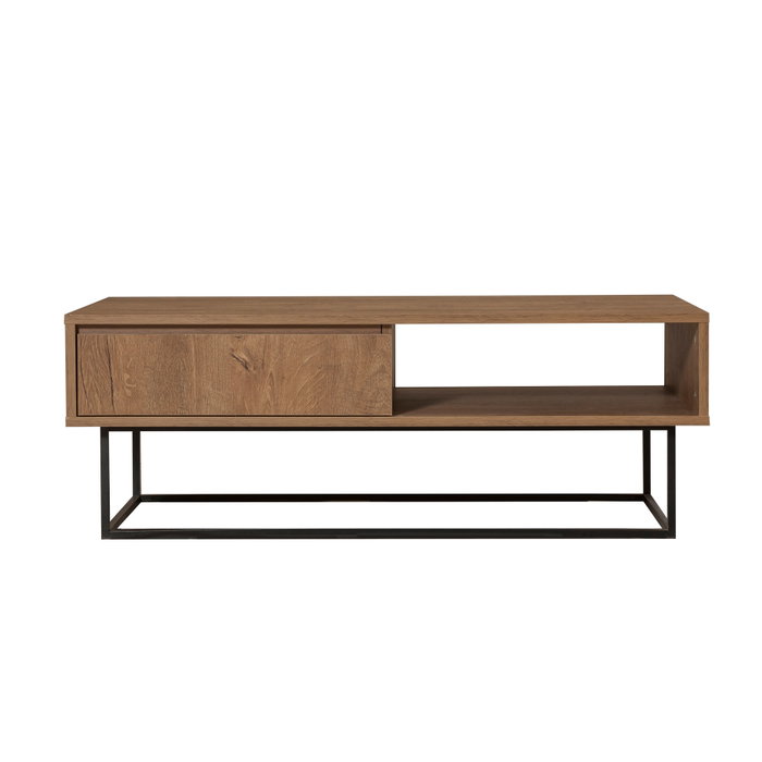 Hanah Home Takım 3 Conjunto Muebles Salón Aglomerado Melamina Nogal Negro 140cm Mueble TV 120cm Mesa Centro