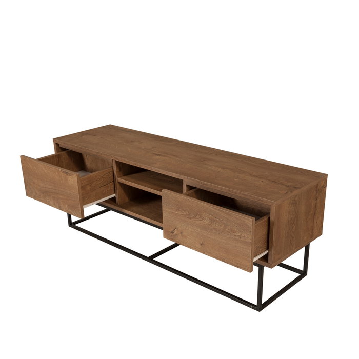 Hanah Home Takım 3 Conjunto Muebles Salón Aglomerado Melamina Nogal Negro 140cm Mueble TV 120cm Mesa Centro