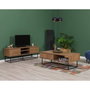 Hanah Home Takım 3 Conjunto Muebles Salón Aglomerado Melamina Nogal Negro 140cm Mueble TV 120cm Mesa Centro
