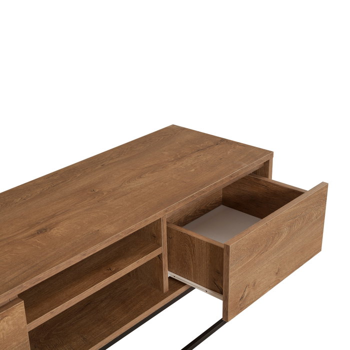 Hanah Home Takım 3 Conjunto Muebles Salón Aglomerado Melamina Nogal Negro 140cm Mueble TV 120cm Mesa Centro