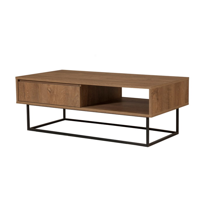 Hanah Home Takım 3 Conjunto Muebles Salón Aglomerado Melamina Nogal Negro 140cm Mueble TV 120cm Mesa Centro