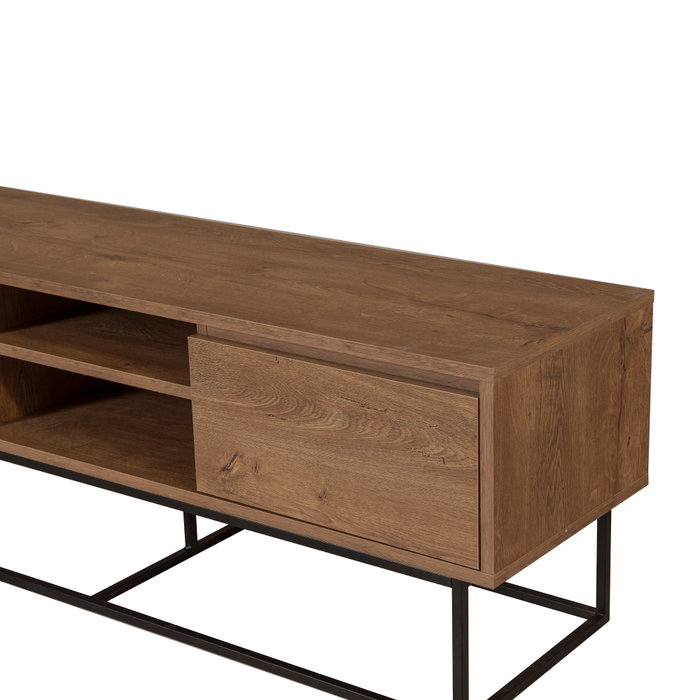 Hanah Home Takım 3 Conjunto Muebles Salón Aglomerado Melamina Nogal Negro 140cm Mueble TV 120cm Mesa Centro