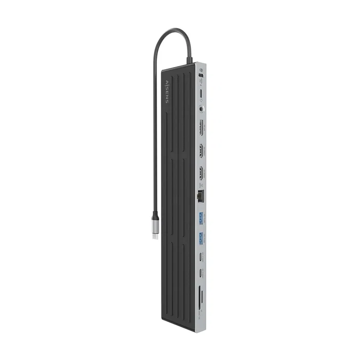 Aisens USB-C Dock 13 en 1 Gris ASUC-13P042-GR, 2xHDMI, 1xDisplayPort, RJ45, USB-A, USB-C, SD/Micro SD, Audio, Kensington