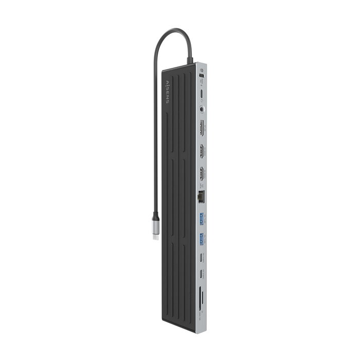 AISENS USB-C Dock 13 en 1 Gris con 2xHDMI, 1xDisplayPort y PD 100W