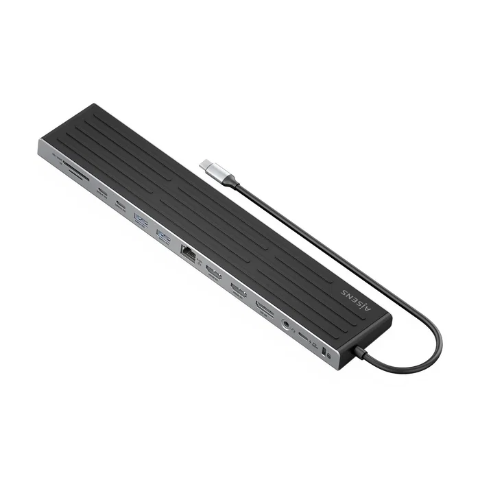 Aisens USB-C Dock 13 en 1 Gris ASUC-13P042-GR, 2xHDMI, 1xDisplayPort, RJ45, USB-A, USB-C, SD/Micro SD, Audio, Kensington