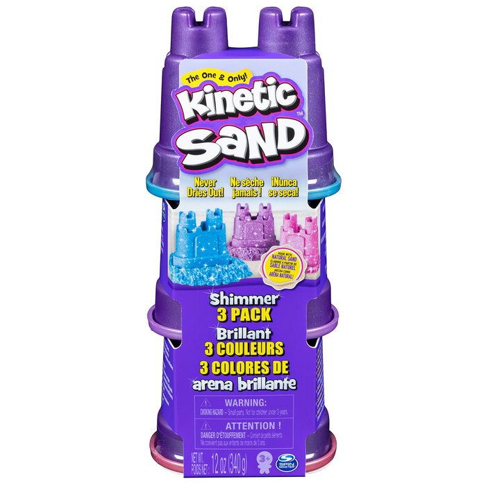 Spin Master Kinetic Sand Shimmer Multipack 6053520, Arena Brillante de Colores con 3 Moldes, 340g, +3 Años Spin Master Kinetic Sand Shimmer Multipack 6053520, Arena Brillante de Colores con 3 Moldes, 340g, +3 Años