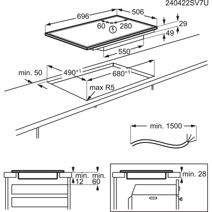 Aeg TO74IB00UB Autark Placa de Inducción 70cm