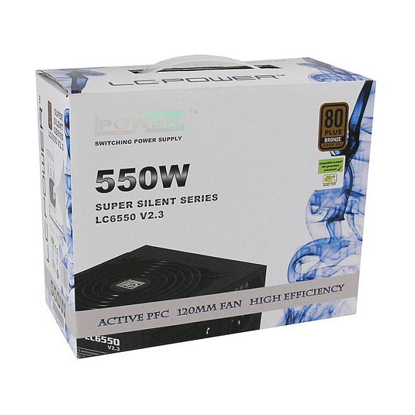 LC-Power LC6550 V2.3 Fuente de Alimentación ATX 550W 80 PLUS Bronze - Fuente PC con PFC Activo, 4 SATA, 1 PCIe (6+2 pines), 1 Ventilador 12cm