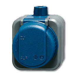 BUSCH-JAEGER 2083-0-0343 Enchufe con Klappdeckel IP66 CEE 7/3 Azul/Gris 250V 16A para Serie 2000 WDI